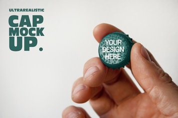 Bottle Cap Hand Mockup
