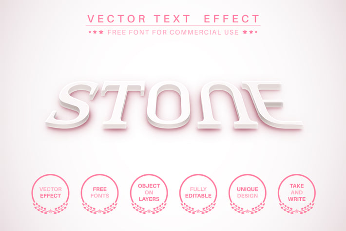 3D text - editable text effect,  font style