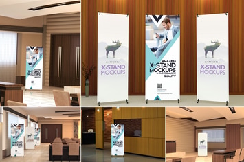 Realistic X-Banner Mockups