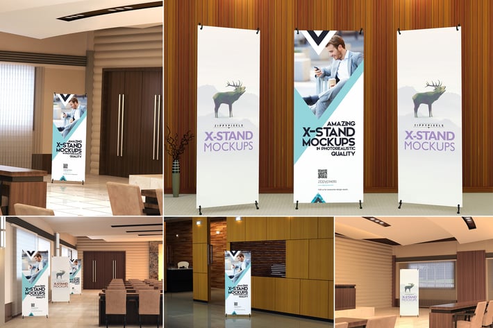 Realistic X-Banner Mockups