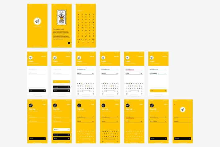 Simple Vector Wareframe Ui Kit for Login and Sign 