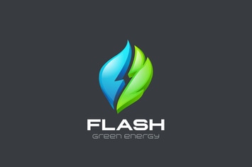 Logo Flash Green Alternative Energy Water and Leaf