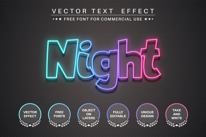 Night neon - editable text effect, font style