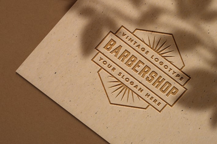 Embossed logo mockup on craft paper