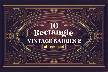10 Rectangle Vintage Badges 2