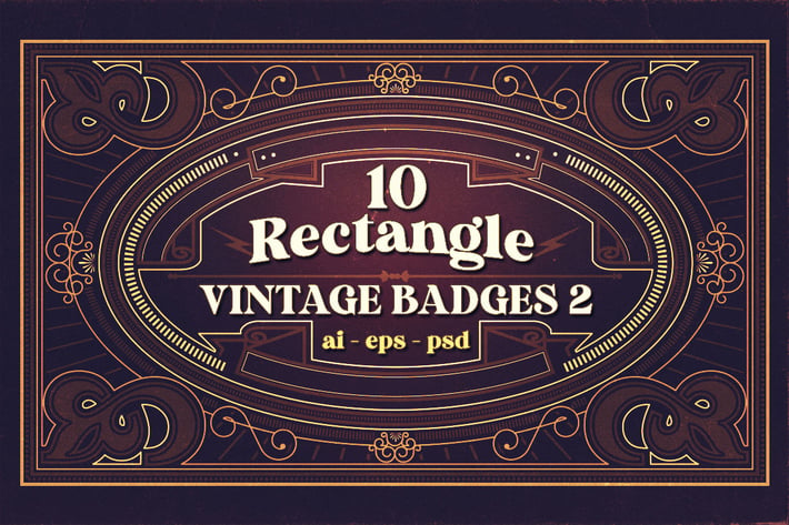10 Rectangle Vintage Badges 2