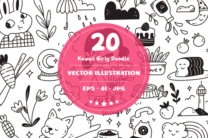 Kawaii Girly Doodles Vector