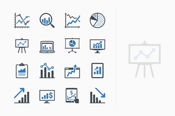 Business Graphs & Charts Icons - Blue Series