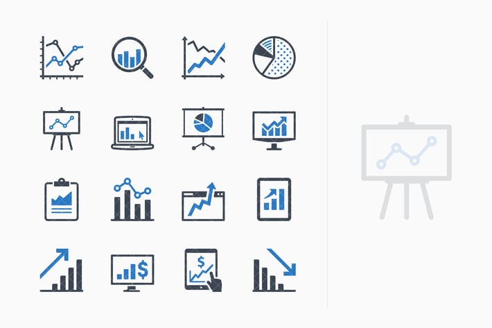 Business Graphs & Charts Icons - Blue Series