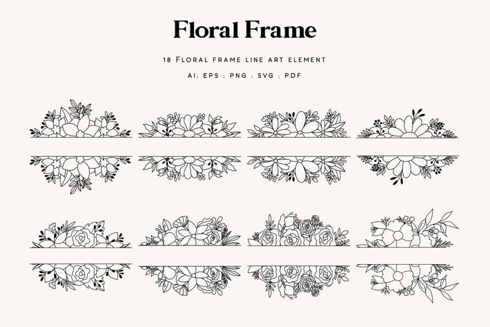 18 Floral Frame Element