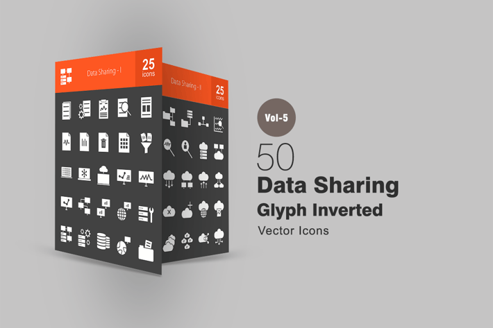 50 Data Sharing Glyph Inverted Icons