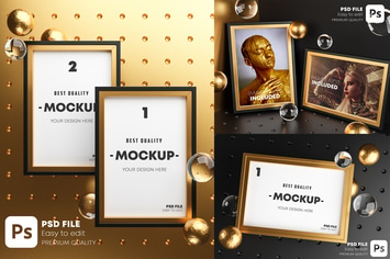 Gold Frame Mockup Bundle