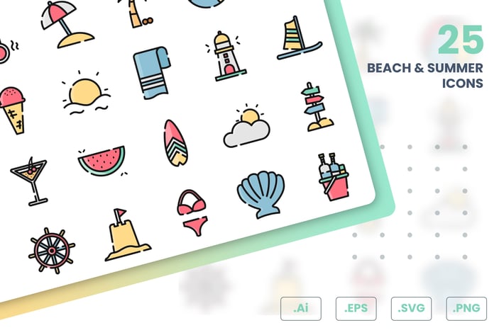 Beach and Summer Icons Set