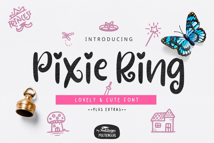 Pixie Ring Font with Illustrations