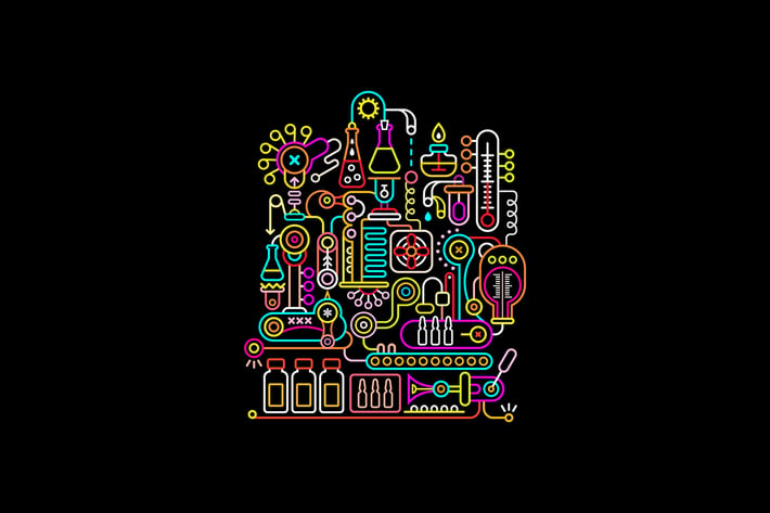 Research Laboratory - neon colors on a black