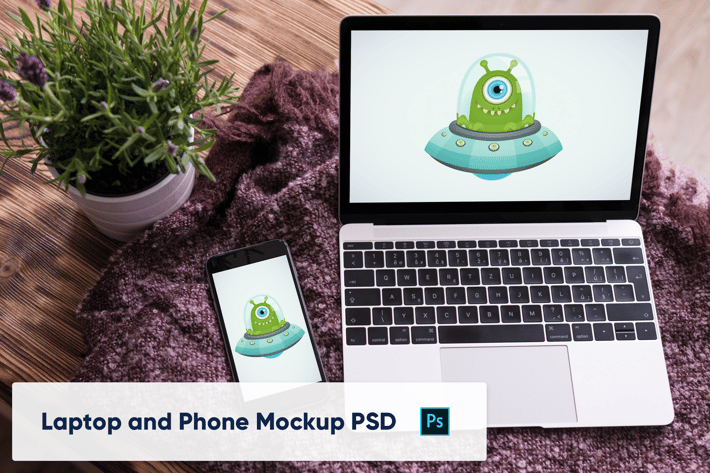 Phone and Laptop Mockup PSD