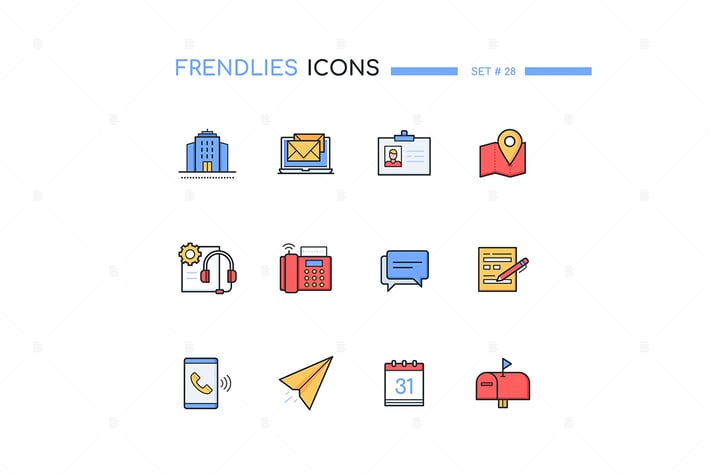 Contact us - modern line design style icons set