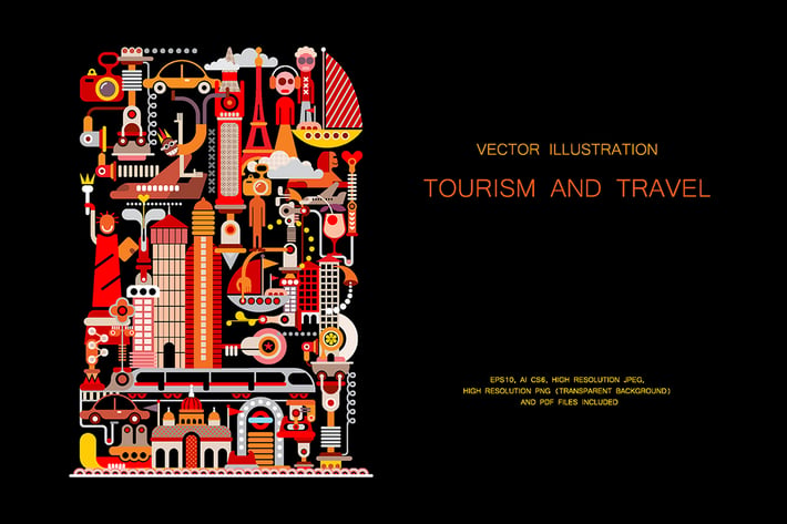 Tourism and Travel vector illustration