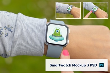Smar twatch on woman's hand - mockup PSD