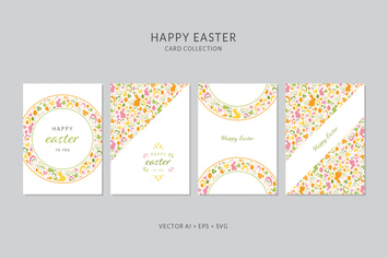 Happy Easter Card Vector Set