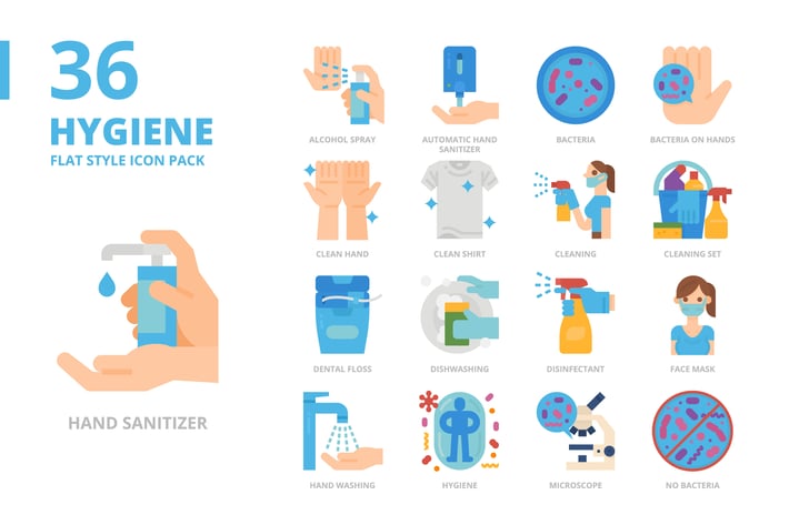 Hygiene Flat Style Icon Set