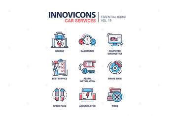 Car Services modern thin line design icons