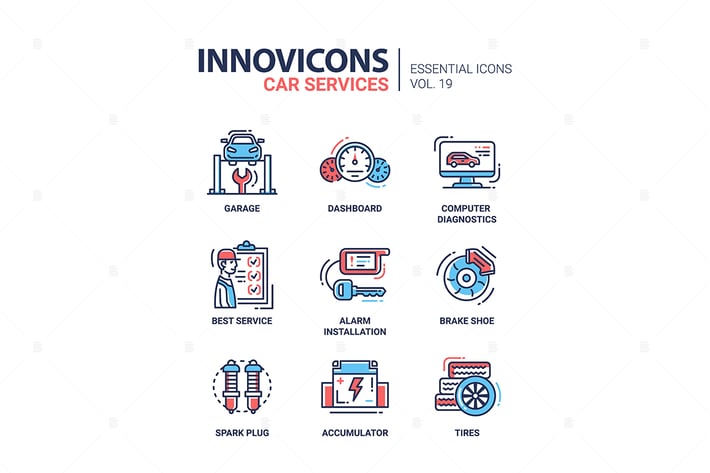 Car Services modern thin line design icons
