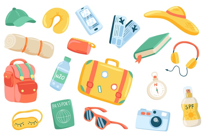 Travel Accessory Isolated Elements Set