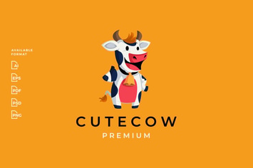 Cute Cow Thumb Up Logo Mascot