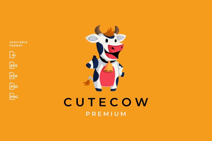 Cute Cow Thumb Up Logo Mascot