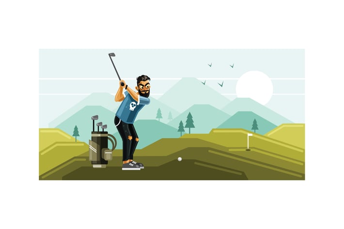 Playing Golf on the Field Graphics Illustration