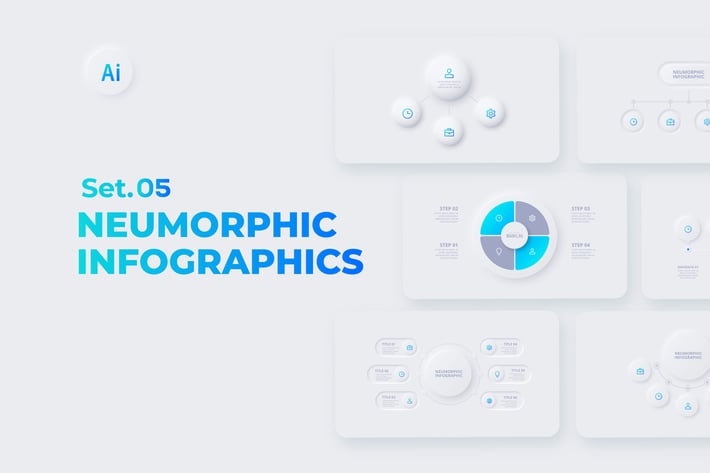 Neumorphic Infographics Set 05