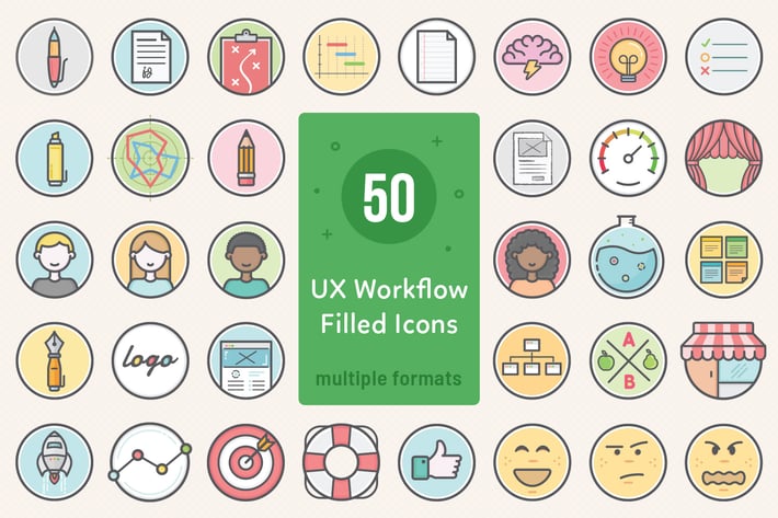 UX Workflow - Icons Filled Version