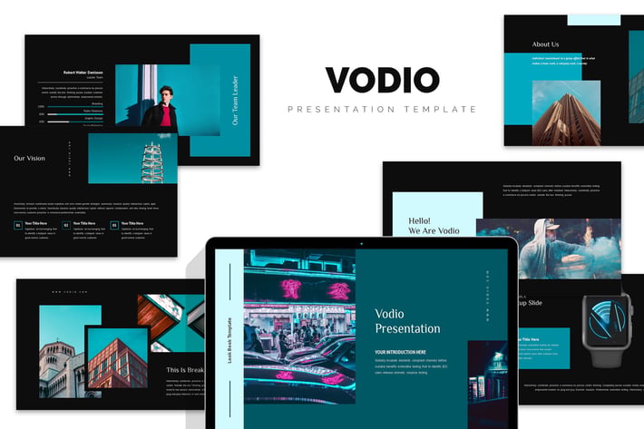 Vodio : Cyan Gradient Color Tone Keynote