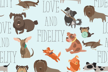 Vector seamless pattren funny Mixed Breed dogs