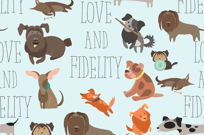 Vector seamless pattren funny Mixed Breed dogs