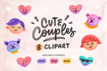 8 Cute Couple Clipart Illustrations