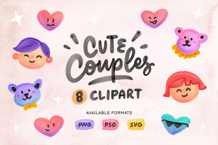 8 Cute Couple Clipart Illustrations
