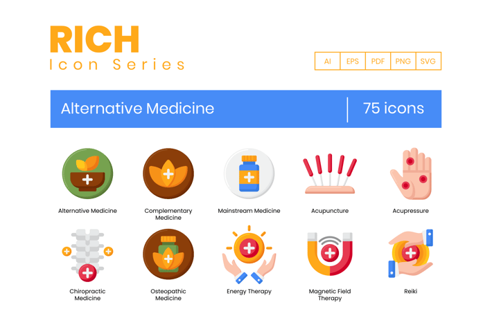 75 Alternative Medicine Icons