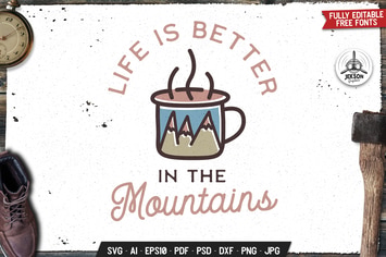 Mountains Life Label Badge Vector Travel Graphic