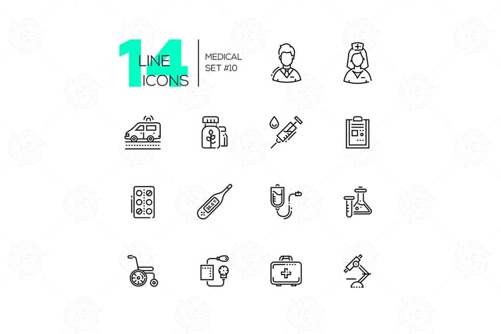 Medical Equipment - line icons set