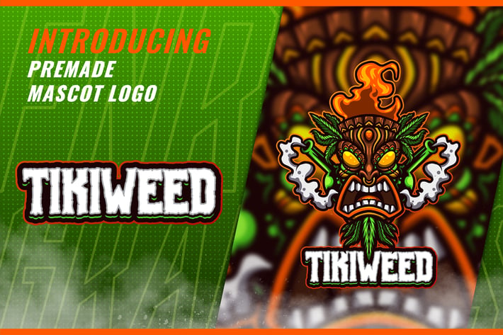 Tiki Weed Mask - Mascot Esport Logo Template