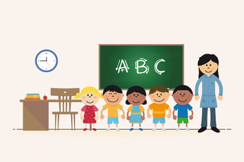 Teacher and Kids at School
