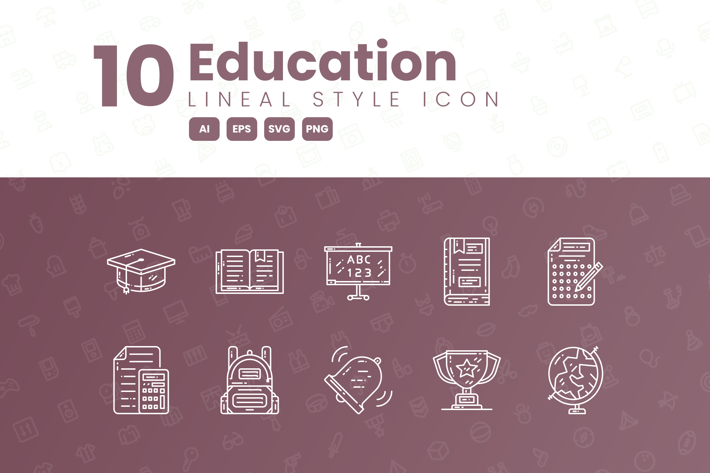 10 Education Detailed Icon Collection