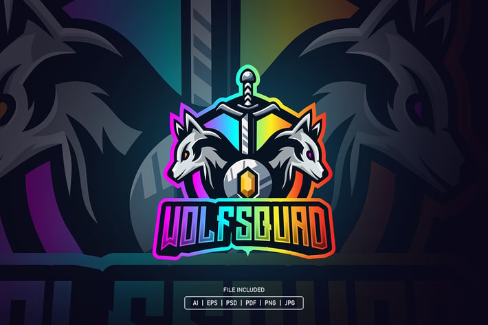 Wolf squad esport logo template