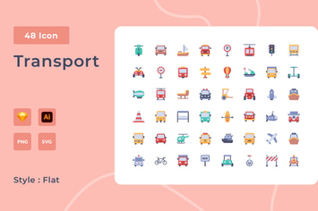 Transport Flat Style Icon Pack