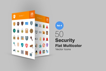 50 Security Flat Multicolor Icons