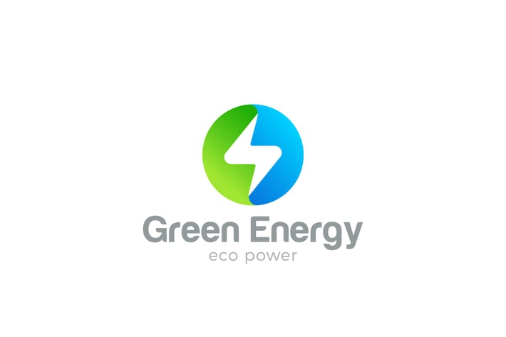Logo Flash Circle shape Green Energy Power