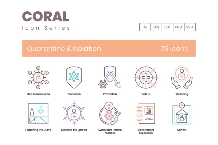 75 Quarantine and Isolation Line Icons 