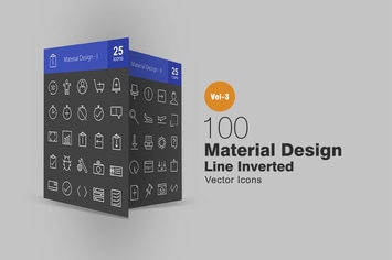 100 Material Design Line Inverted Icons